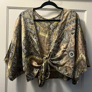 SHEIN top crop shirt 1XL brown